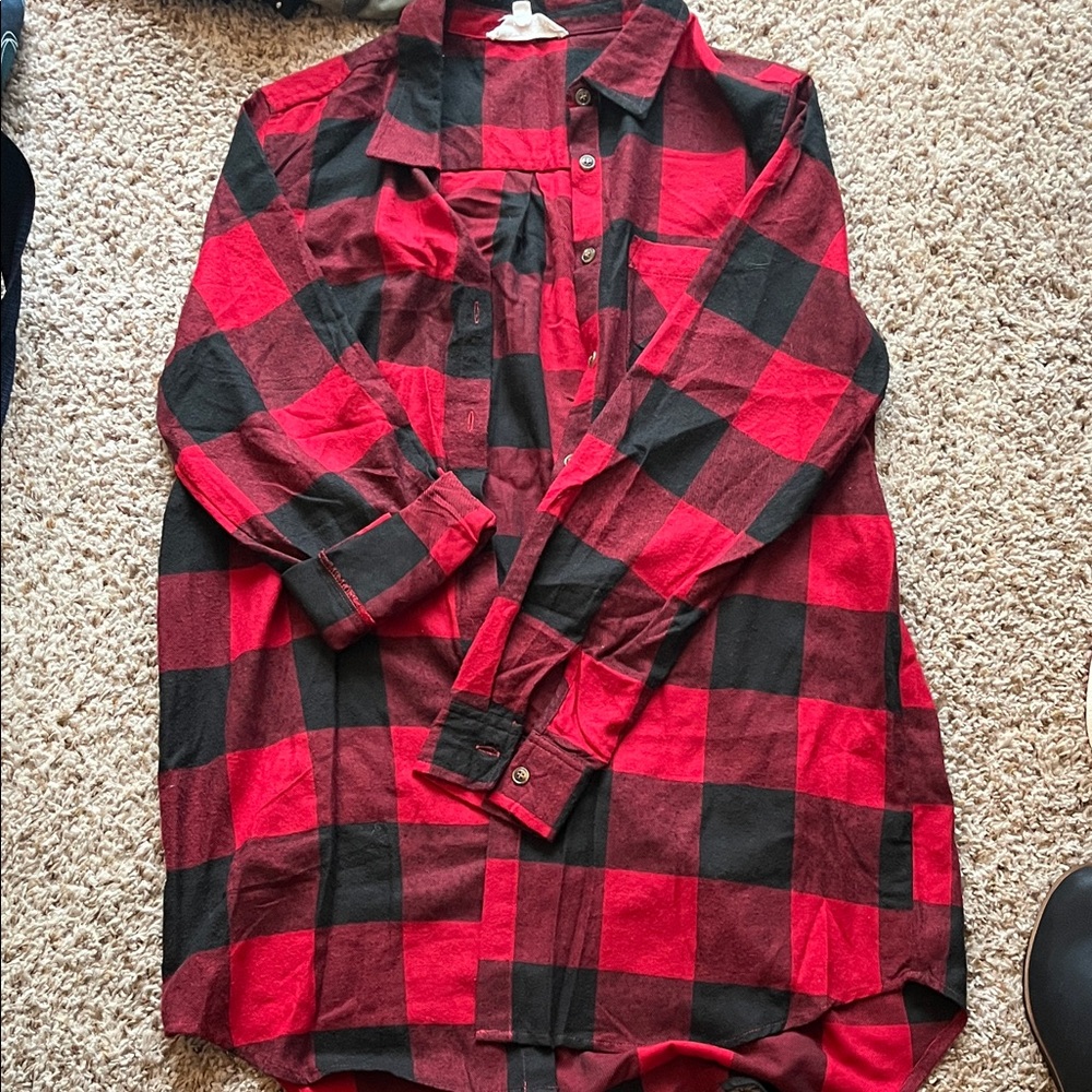 Red and Black Plaid Woman’s Shirt
